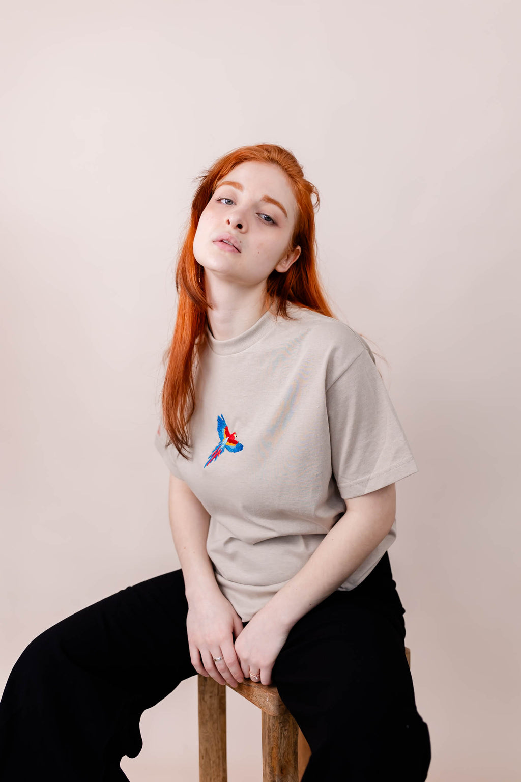 Colourful Parrot Embroidered T-shirt - Premium  from NOOLTRENDS - Just £34.99! Shop now at NOOLTRENDS