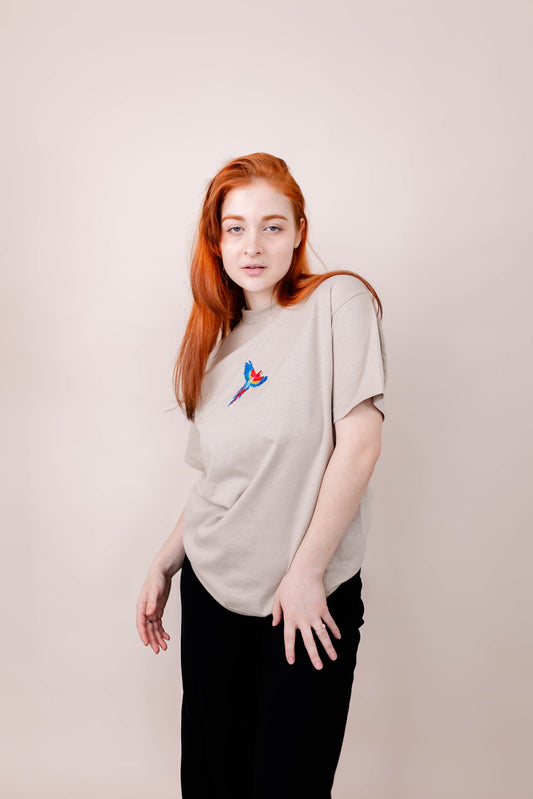 Colourful Parrot Embroidered T-shirt - Premium  from NOOLTRENDS - Just £34.99! Shop now at NOOLTRENDS